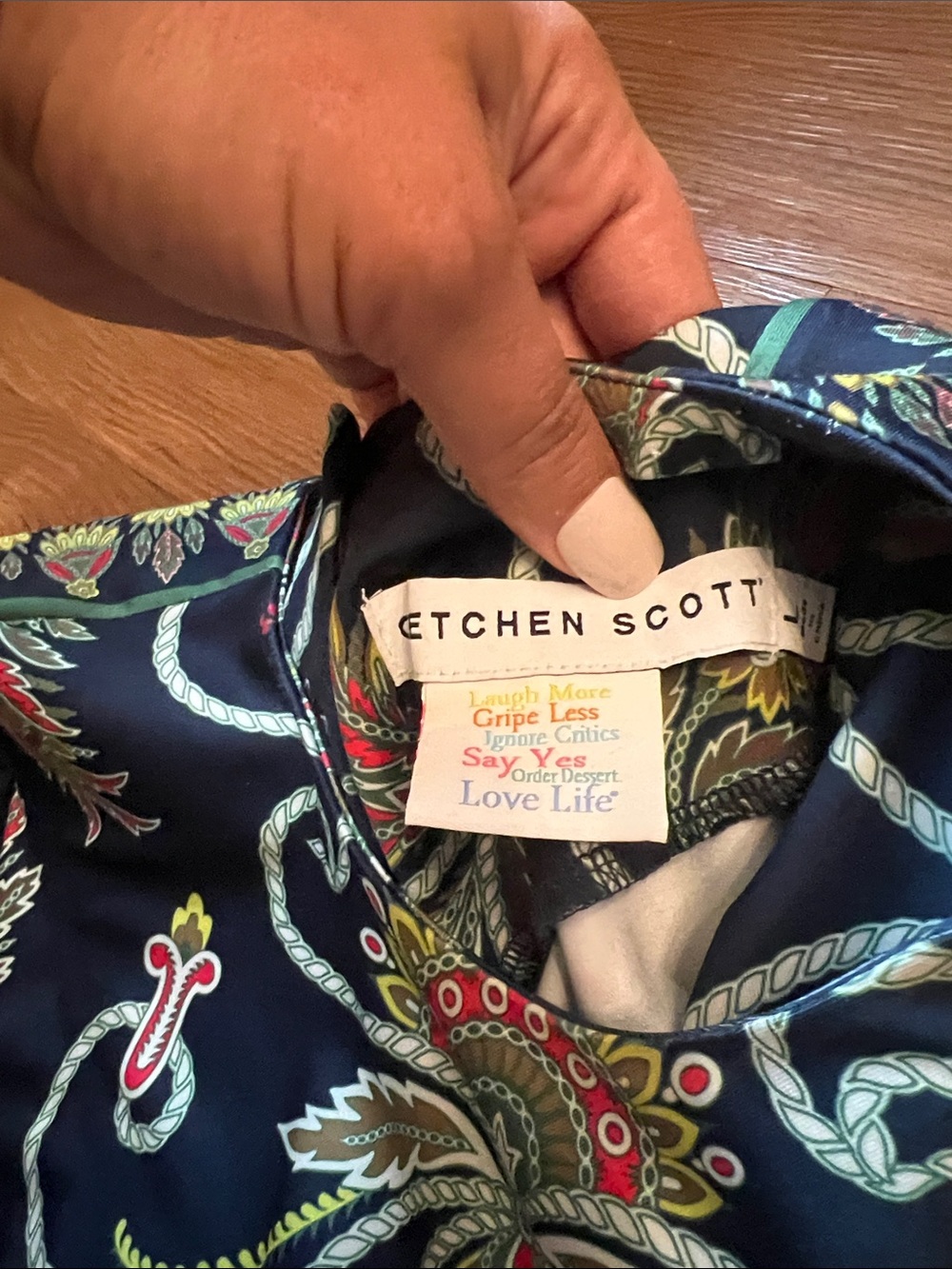 Gretchen Scott Designs Navy Paisley-Print Long Sleeve A-Line Dress - Picture 5 of 9